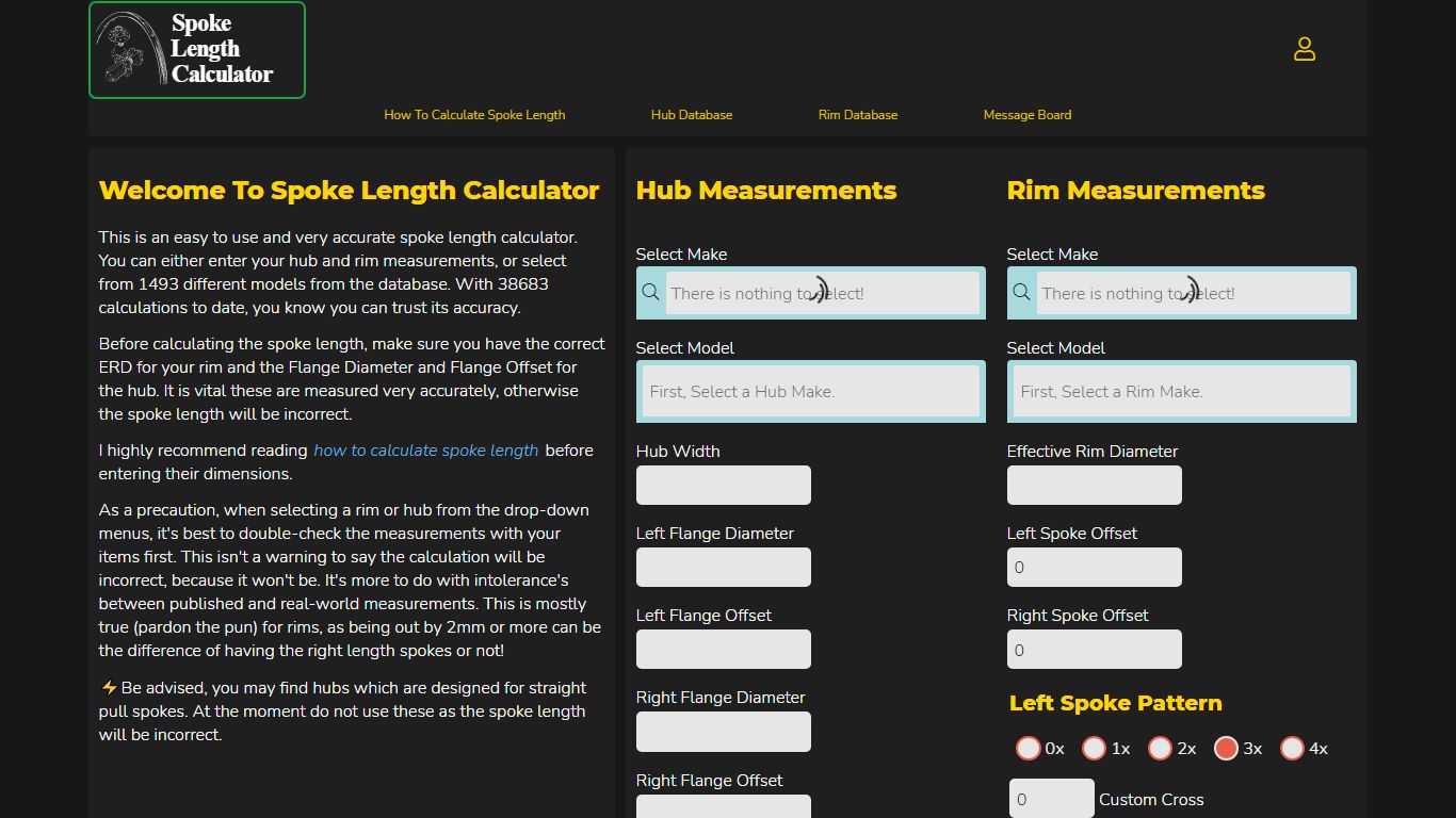Spoke Length Calculator for Bicycle Wheels